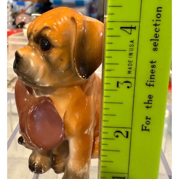 Vintage Ceramic Puppy Figurine Holding Shoe - Picture 12 of 13